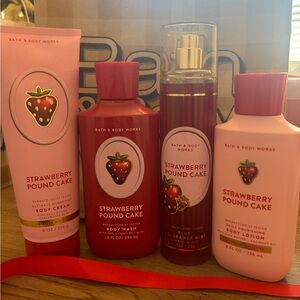 Bath & Body Works Strawberry Pound Cake Body Care Set - Pink, Red